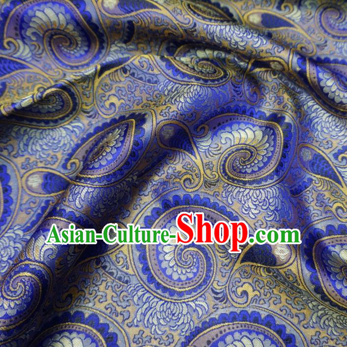 Asian Chinese Classical Conch Design Pattern Royalblue Brocade Traditional Cheongsam Satin Fabric Tang Suit Silk Material