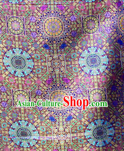 Asian Chinese Classical Buddhism Lotus Pattern Royalblue Nanjing Brocade Traditional Tibetan Robe Satin Fabric Silk Material