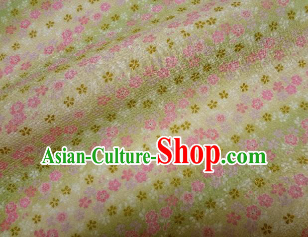 Asian Traditional Classical Oriental Cherry Pattern Golden Tapestry Satin Brocade Fabric Japanese Kimono Silk Material