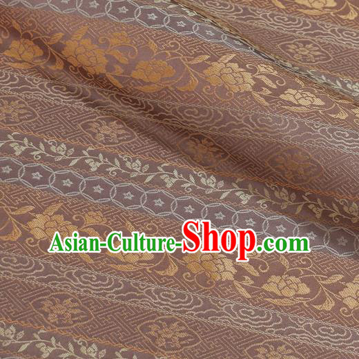 Asian Traditional Classical Peony Pattern Pink Brocade Fabric Japanese Kimono Satin Silk Material