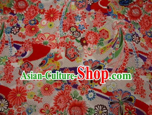 Asian Traditional Classical Flowers Pattern Purple Tapestry Satin Nishijin Brocade Fabric Japanese Kimono Silk Material