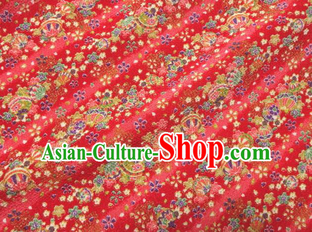 Asian Traditional Classical CamomileHus Pattern Red Brocade Tapestry Satin Fabric Japanese Kimono Silk Material
