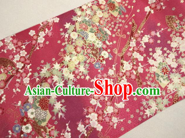 Asian Traditional Kimono Classical Sakura Pattern Rosy Nishijin Brocade Tapestry Satin Fabric Japanese Silk Material