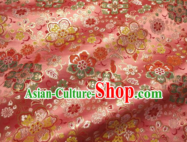 Asian Traditional Classical Pattern Damask Pink Brocade Fabric Japanese Kimono Tapestry Satin Silk Material