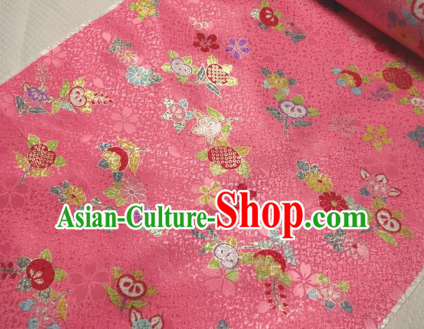 Asian Traditional Kimono Classical Oranger Blossom Pattern Pink Damask Brocade Fabric Japanese Kyoto Tapestry Satin Silk Material