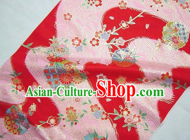 Asian Traditional Kimono Classical Orchid Pattern Pink Damask Brocade Fabric Japanese Kyoto Tapestry Satin Silk Material