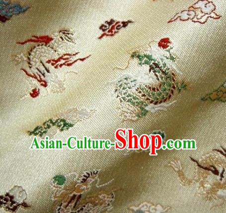Asian Traditional Baldachin Classical Dragon Pattern Golden Brocade Fabric Japanese Kimono Tapestry Satin Silk Material