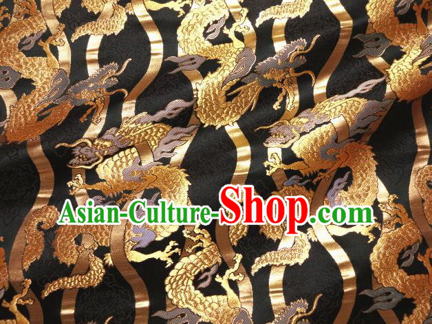 Asian Traditional Baldachin Classical Golden Dragon Pattern Brocade Fabric Japanese Kimono Tapestry Satin Silk Material