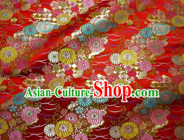 Asian Traditional Classical Pattern Damask Red Brocade Fabric Japanese Kimono Tapestry Satin Silk Material