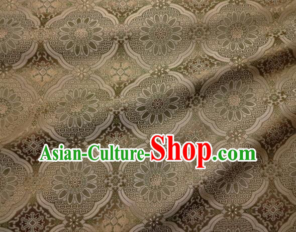Asian Traditional Kimono Classical Pattern Bronze Damask Brocade Fabric Japanese Kyoto Tapestry Satin Silk Material