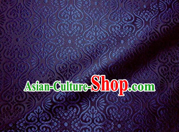 Asian Traditional Kyoto Kimono Brocade Classical Pattern Royalblue Damask Fabric Japanese Tapestry Satin Silk Material