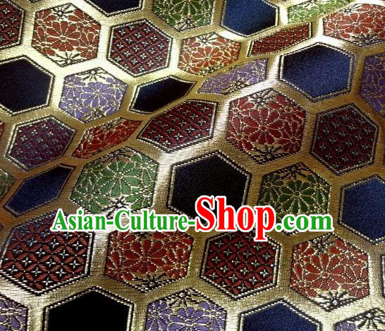 Asian Traditional Kyoto Kimono Brocade Classical Hexagon Pattern Damask Fabric Japanese Tapestry Satin Silk Material