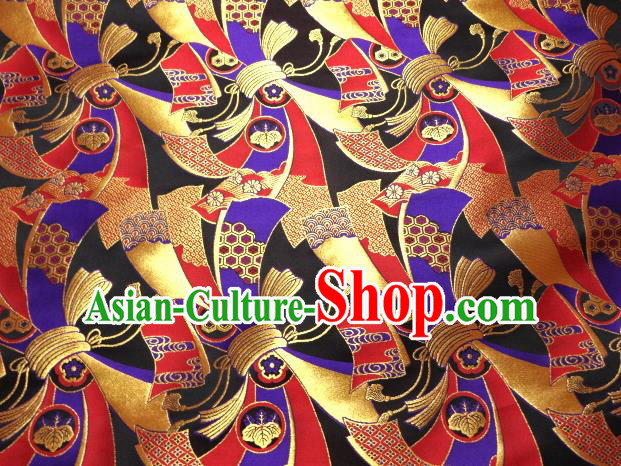 Asian Traditional Baldachin Classical Knot Pattern Purple Brocade Fabric Japanese Kimono Tapestry Satin Silk Material