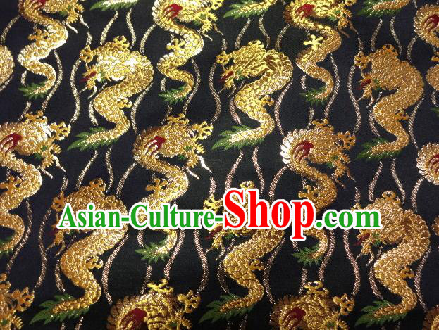 Asian Traditional Baldachin Classical Golden Dragons Pattern Brocade Fabric Japanese Kimono Tapestry Satin Silk Material