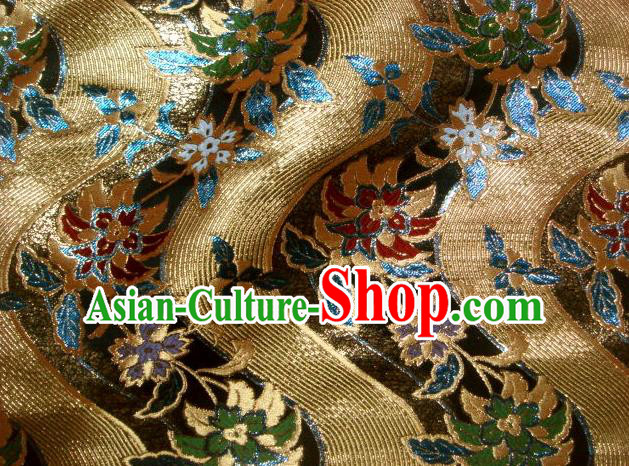 Asian Japanese Traditional Brocade Classical Hothouse Flower Pattern Baldachin Fabric Kimono Tapestry Satin Silk Material
