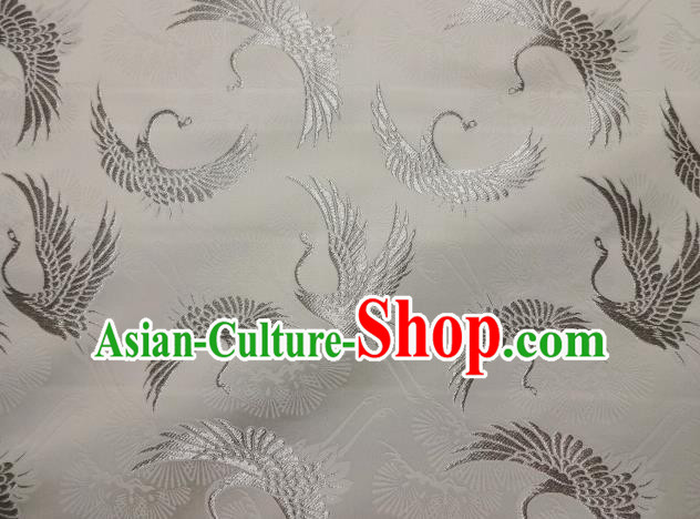 Asian Traditional Japanese Kimono Classical Cranes Pattern Tapestry Satin Brocade Fabric Baldachin Silk Material