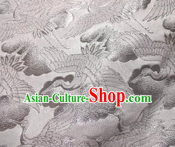 Asian Traditional Japanese Kimono Classical Cranes Pattern White Brocade Tapestry Satin Fabric Baldachin Silk Material