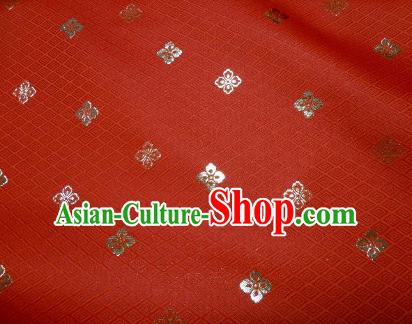 Asian Traditional Japanese Kimono Classical Flowers Pattern Red Brocade Tapestry Satin Fabric Baldachin Silk Material