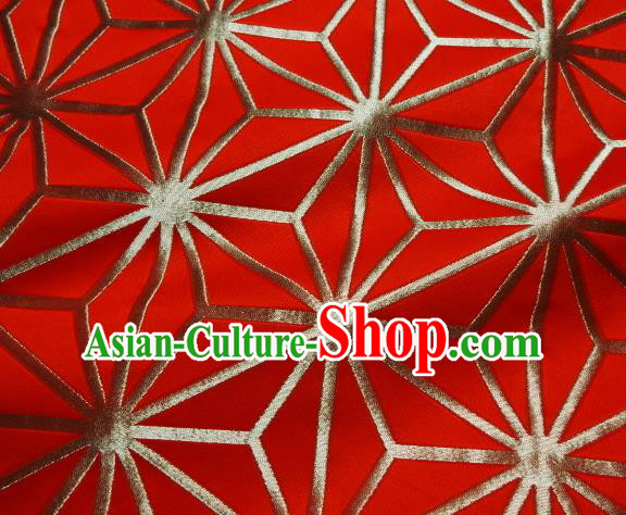 Asian Japanese Traditional Red Brocade Classical Pattern Baldachin Fabric Kimono Tapestry Satin Silk Material