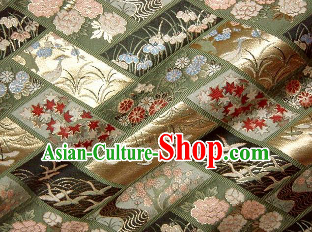 Asian Japanese Traditional Brocade Fabric Classical Orchid Pattern Baldachin Kimono Tapestry Satin Silk Material