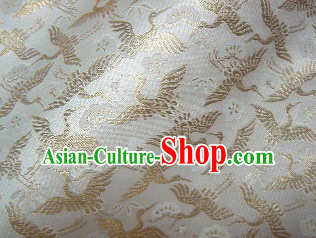 Asian Japanese Tapestry Satin Traditional Kimono Classical Golden Cranes Pattern Brocade Fabric Baldachin Silk Material