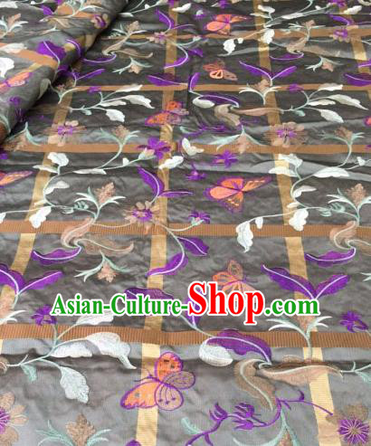 Asian Traditional Fabric Classical Embroidered Butterfly Pattern Brocade Chinese Satin Silk Material