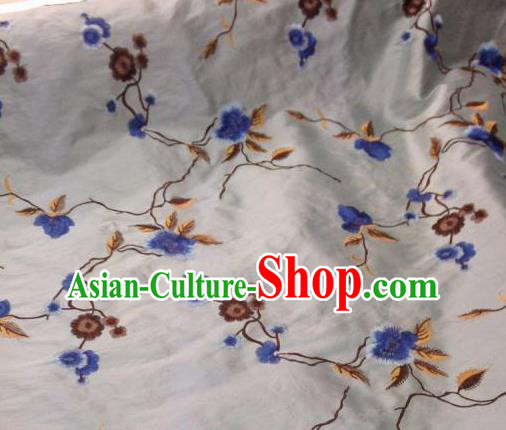 Asian Traditional Fabric Classical Embroidered Plum Blossom Pattern White Brocade Chinese Satin Silk Material