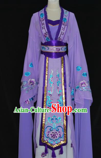 Chinese Traditional Beijing Opera Actress Purple Dress Peking Opera Princess Embroidered Costume for Women