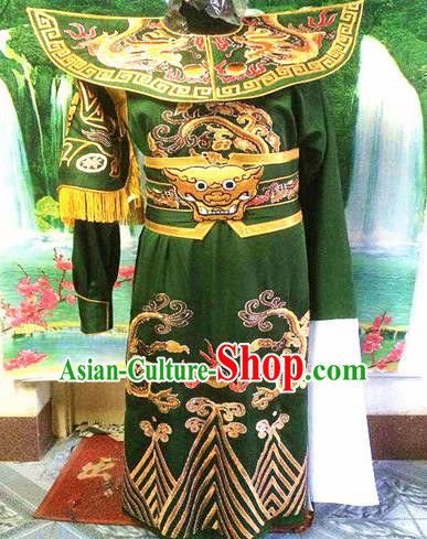 Chinese Traditional Beijing Opera Warrior Embroidered Green Clothing Peking Opera Takefu Costume for Men
