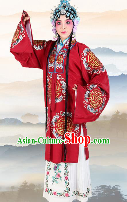 Chinese Traditional Beijing Opera Pantaloon Red Dress Ancient Landlord Shiva Embroidered Costume for Women
