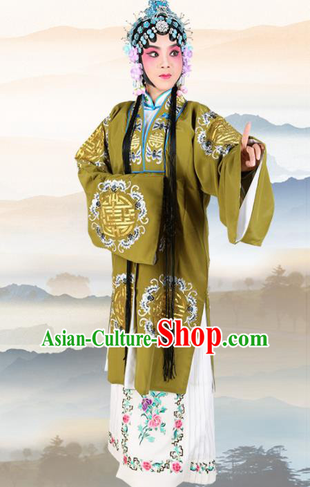 Chinese Traditional Beijing Opera Pantaloon Green Dress Ancient Landlord Shiva Embroidered Costume for Women