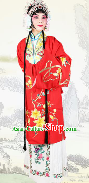 Chinese Traditional Beijing Opera Princess Embroidered Red Dress Ancient Palace Lady Costume for Women