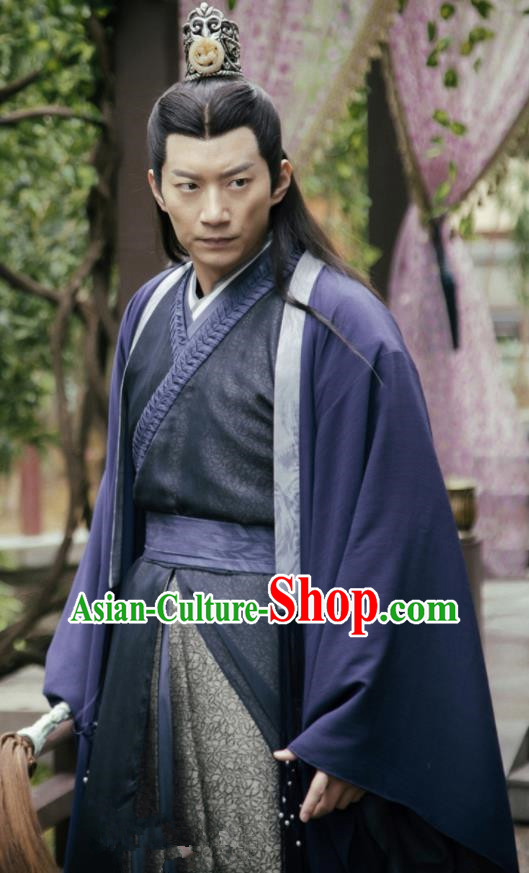 Chinese Ancient Drama Zhao Yao Nobility Childe Swordsman Traditional Embroidered Replica Costume for Men