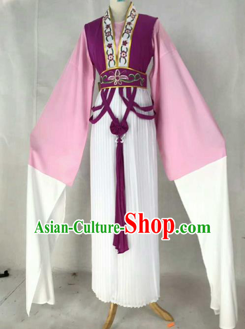Chinese Traditional Beijing Opera Actress Purple Dress Ancient Maidservants Embroidered Costume for Women