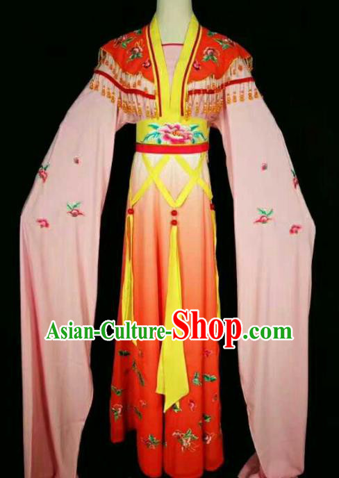 Chinese Traditional Beijing Opera Actress Red Dress Ancient Peri Princess Embroidered Costume for Women
