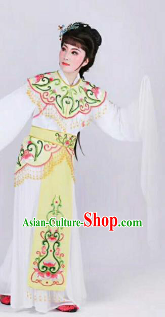 Chinese Traditional Beijing Opera Palace Lady Yellow Dress Ancient Peri Princess Embroidered Costume for Women