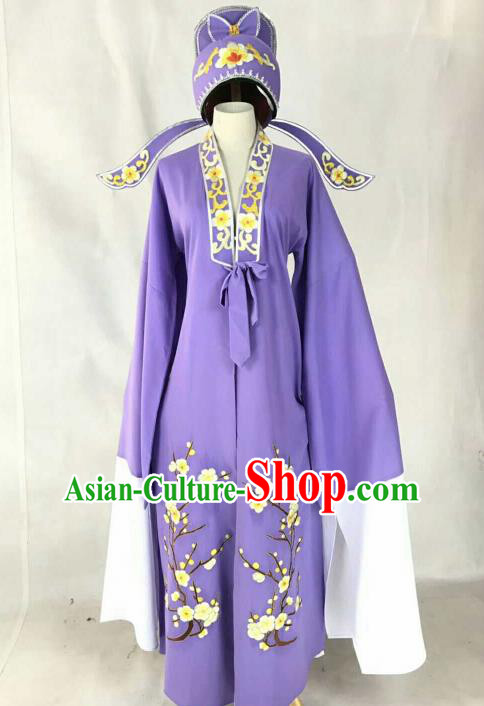 Chinese Traditional Beijing Opera Niche Purple Clothing Ancient Number One Scholar Embroidered Costume for Men