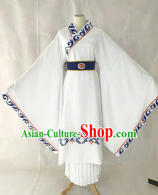 Chinese Traditional Beijing Opera Niche White Clothing Ancient Prince Scholar Embroidered Costume for Men