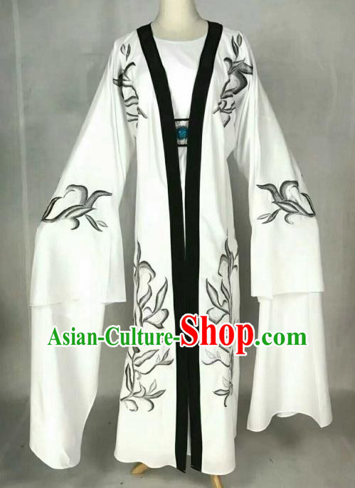 Chinese Traditional Beijing Opera Niche White Clothing Ancient Nobility Childe Scholar Embroidered Costume for Men