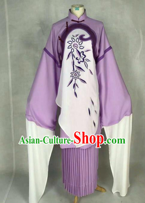 Traditional Chinese Peking Opera Court Maid Embroidered Purple Dress Ancient Maidservants Costume for Women