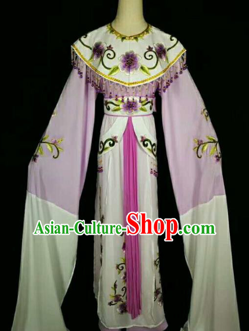 Traditional Chinese Peking Opera Diva Embroidered Peony Purple Dress Ancient Court Princess Costume for Women