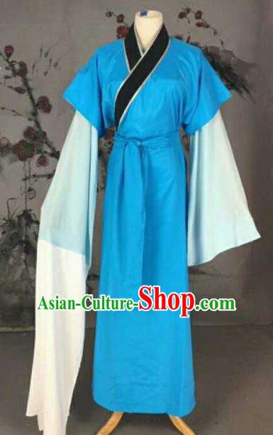 Chinese Traditional Beijing Opera Niche Blue Clothing Ancient Poor Scholar Costume for Men