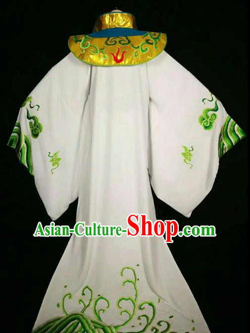 Chinese Traditional Beijing Opera Niche White Clothing Ancient Prince Embroidered Costume for Men