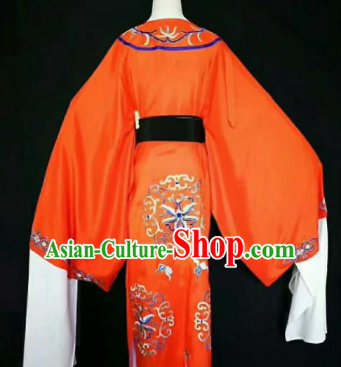 Chinese Traditional Peking Opera Niche Costume Ancient Prince Embroidered Red Robe for Men