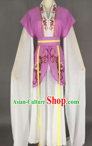Chinese Ancient Maidservants Embroidered Purple Dress Traditional Peking Opera Court Maid Costume for Women