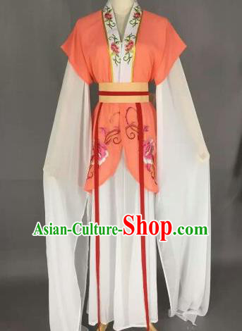 Chinese Ancient Maidservants Embroidered Orange Dress Traditional Peking Opera Court Maid Costume for Women