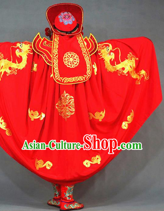 Chinese Traditional Sichuan Opera Face Changing Embroidered Red Costume Complete Set