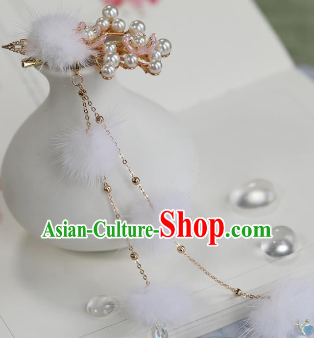 Chinese Traditional Hanfu Hair Accessories Ancient Princess Plush Tassel Hairpins for Women