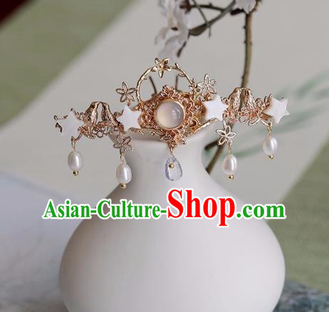 Chinese Traditional Hanfu Hair Accessories Ancient Princess Tassel Golden Hairpins for Women