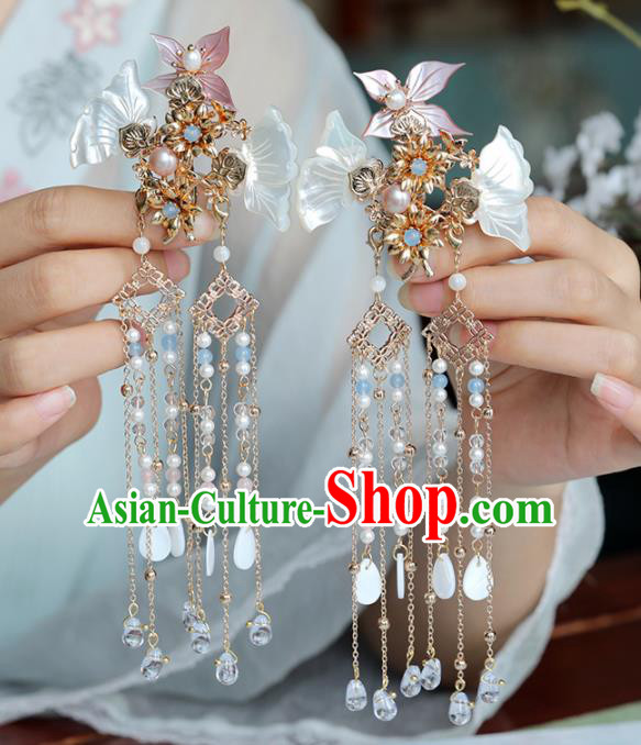 Chinese Traditional Hanfu Hair Accessories Ancient Princess Shell Butterfly Hair Claws Hairpins for Women